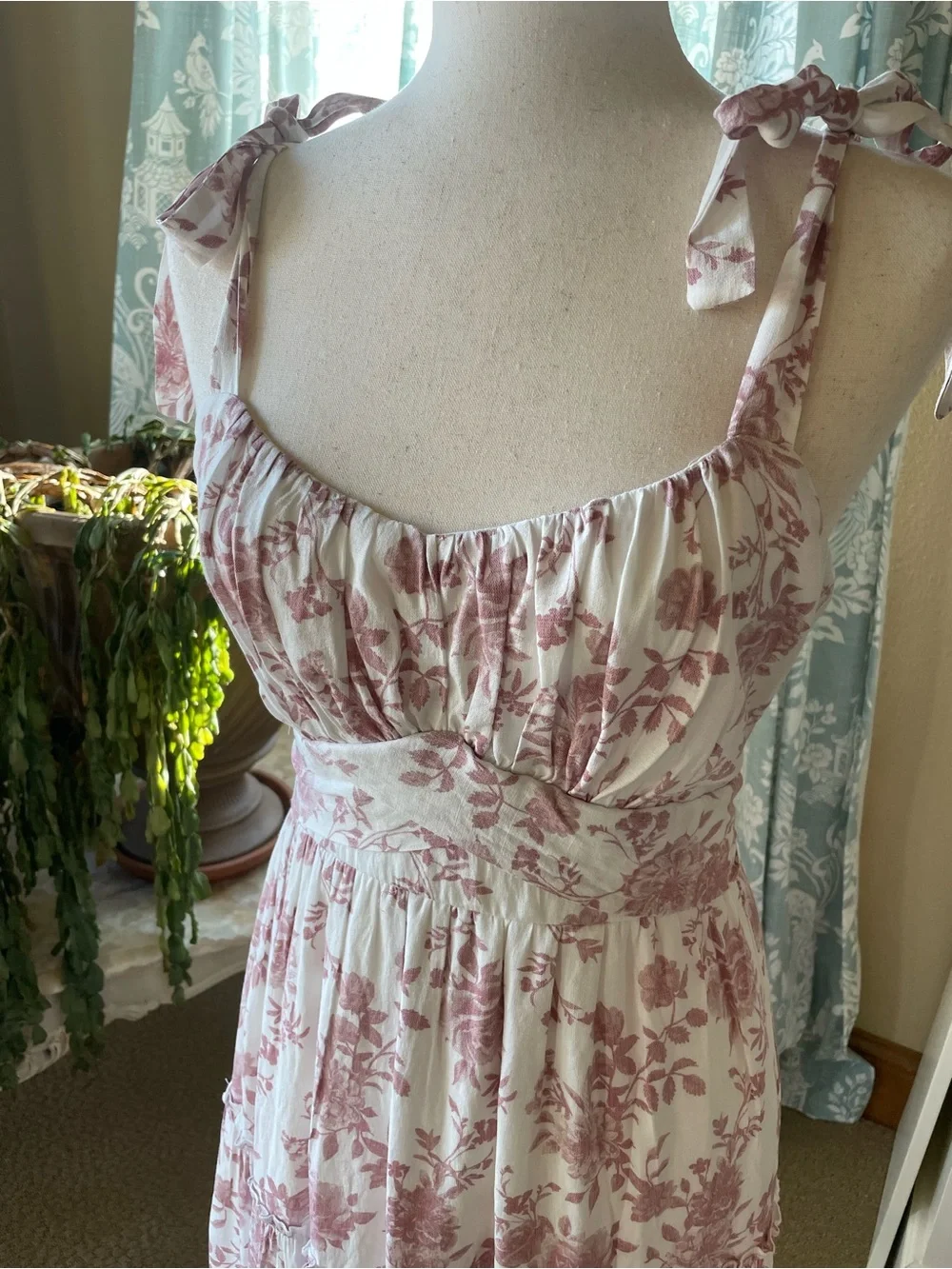 Trixxi cottagecore pink rose pattern maxi dress - Picture 7 of 10